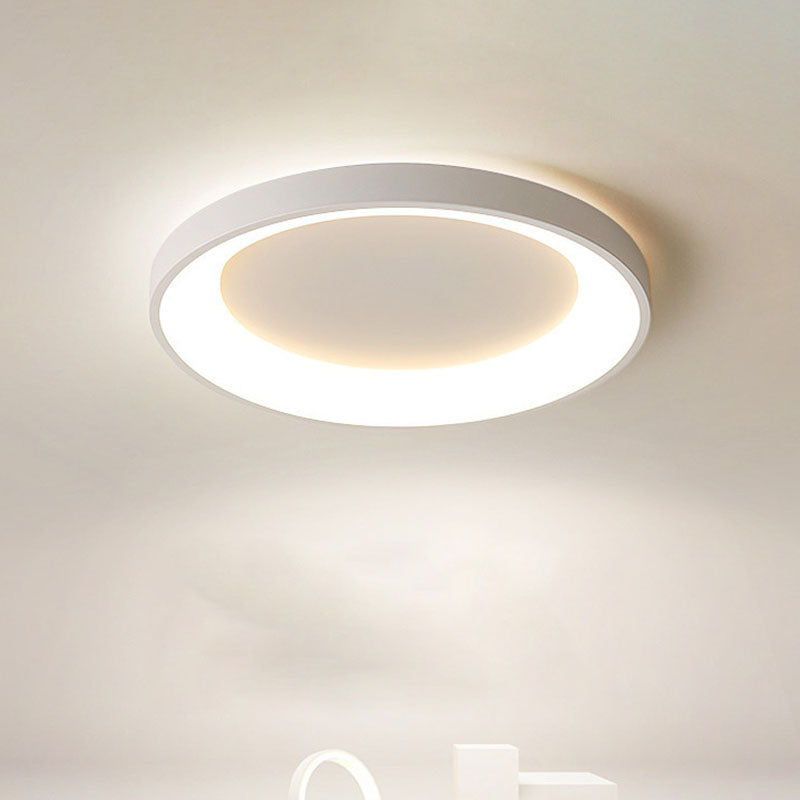 Matte White Flush Metal Contemporary Round LED Ceiling Flush Mount