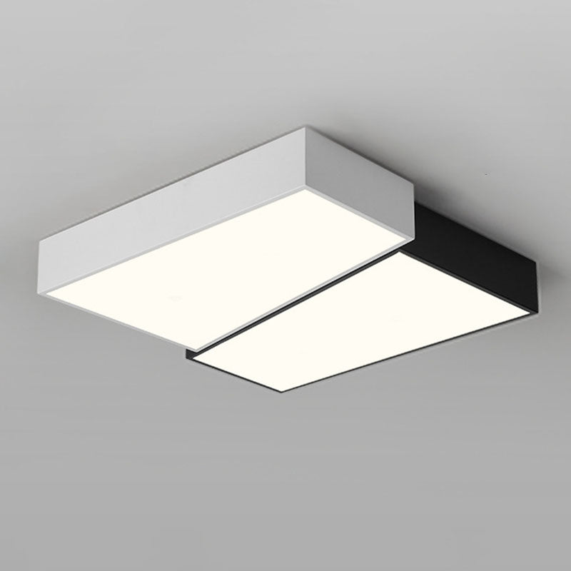 Square LED Ceiling Flush in Black & White Iron Modern Flush Mount Lighting