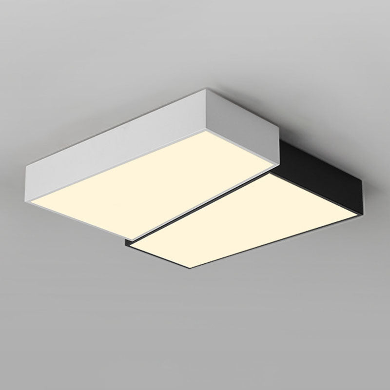 Square LED Ceiling Flush in Black & White Iron Modern Flush Mount Lighting