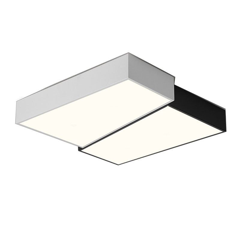 Square LED Ceiling Flush in Black & White Iron Modern Flush Mount Lighting