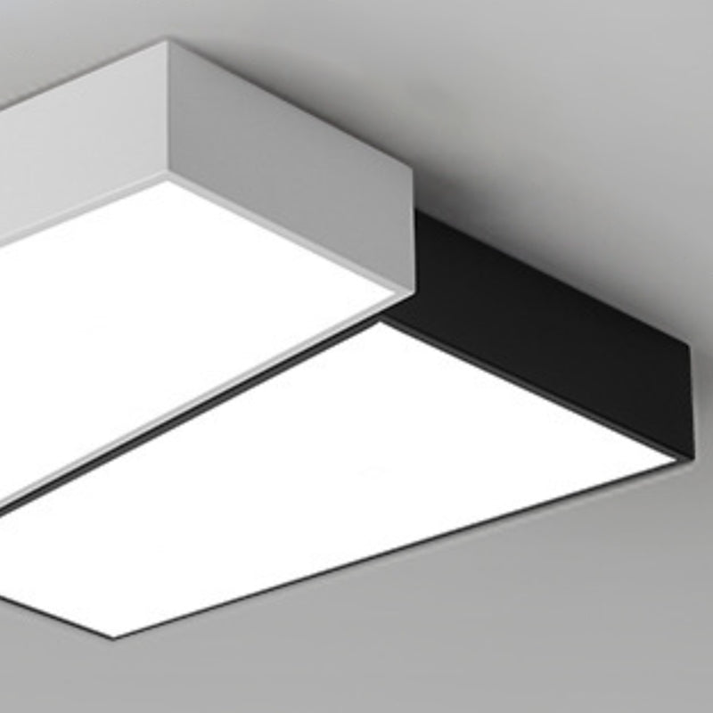 Square LED Ceiling Flush in Black & White Iron Modern Flush Mount Lighting