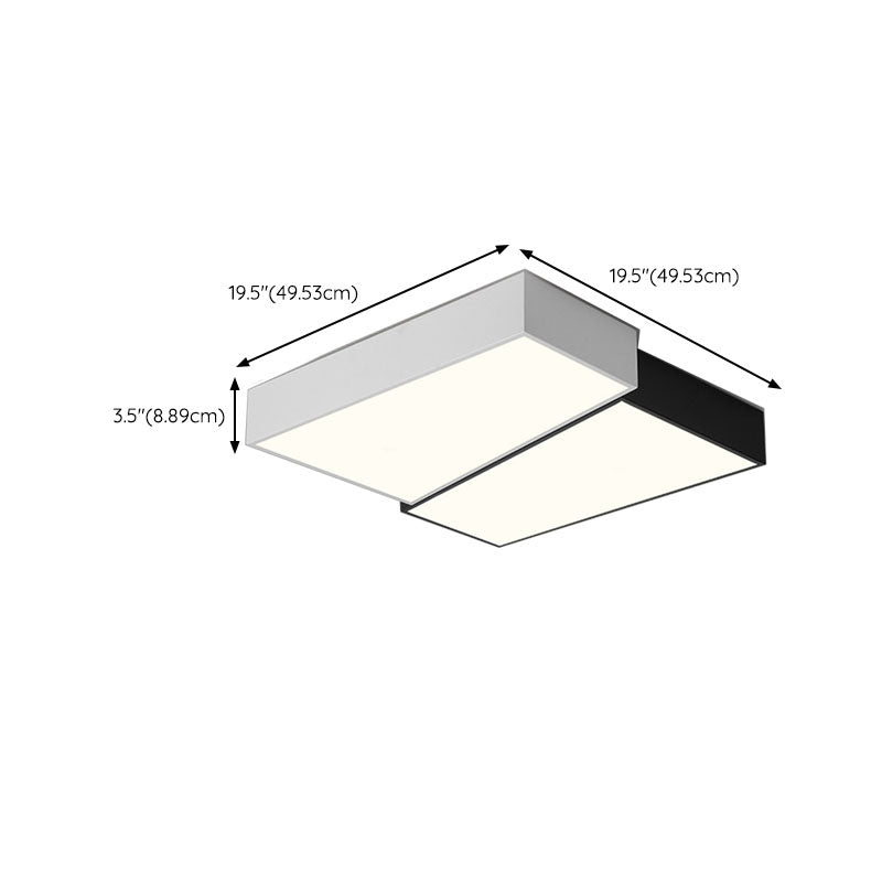 Square LED Ceiling Flush in Black & White Iron Modern Flush Mount Lighting