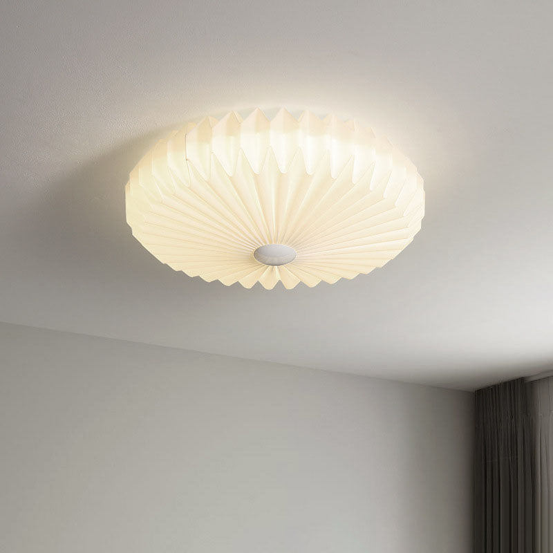 Single White Modernism Flush Mount Lighting Shaded Ceiling Light for Bedroom