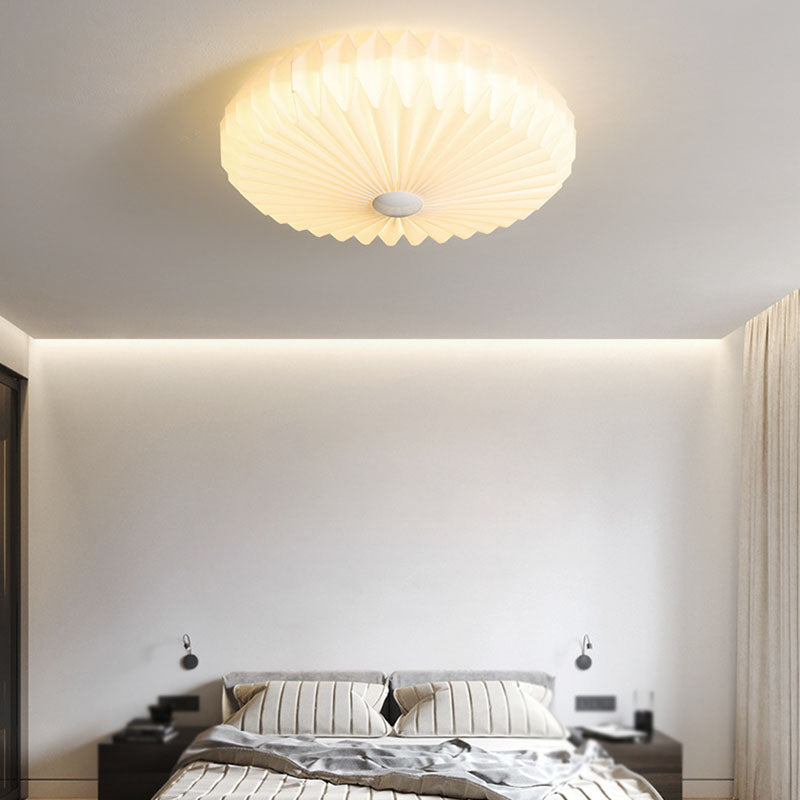 Single White Modernism Flush Mount Lighting Shaded Ceiling Light for Bedroom