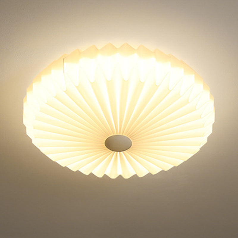 Single White Modernism Flush Mount Lighting Shaded Ceiling Light for Bedroom