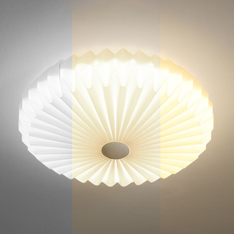 Single White Modernism Flush Mount Lighting Shaded Ceiling Light for Bedroom