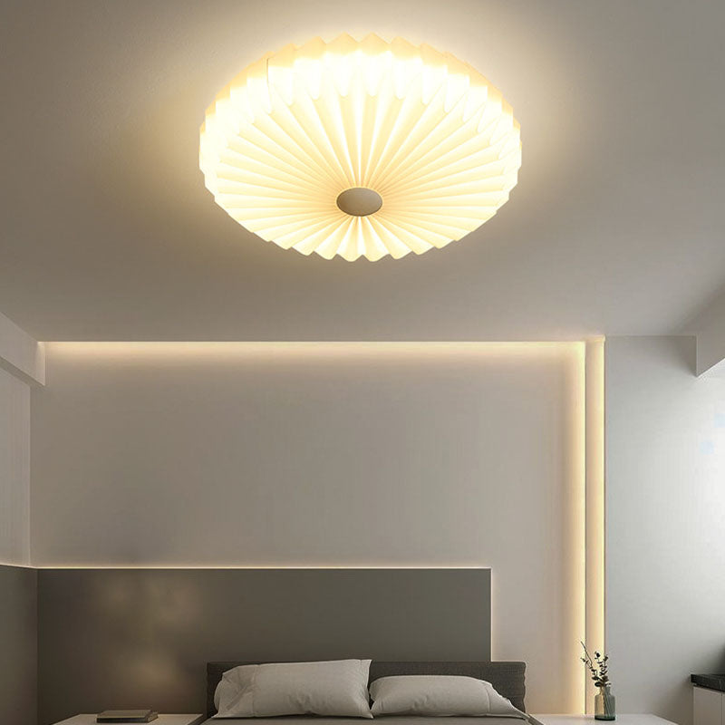 Single White Modernism Flush Mount Lighting Shaded Ceiling Light for Bedroom