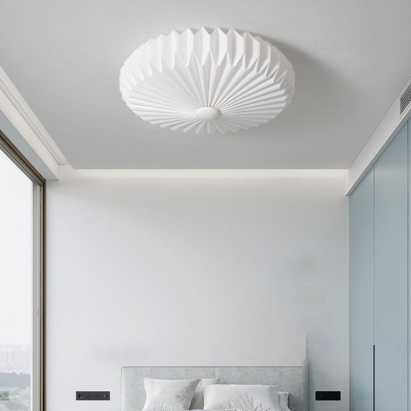 Single White Modernism Flush Mount Lighting Shaded Ceiling Light for Bedroom