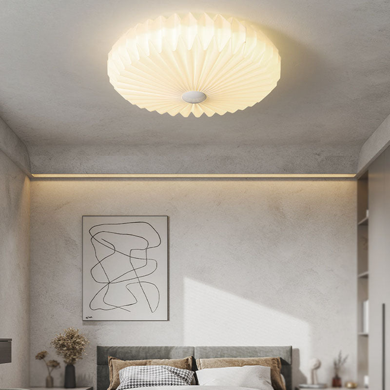 Single White Modernism Flush Mount Lighting Shaded Ceiling Light for Bedroom