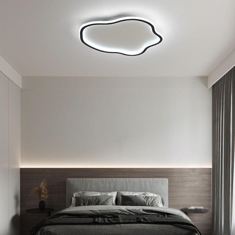 Single Black/White Modern Flush Mount Lighting Unique Ceiling Light for Bedroom