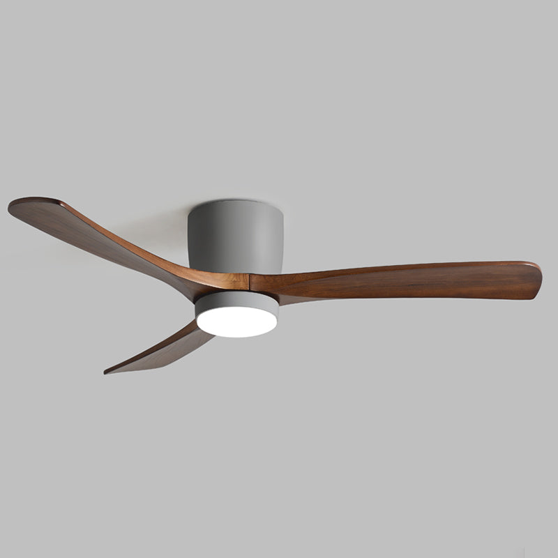 Nordic Style LED Ceiling Fan 3-Blade Fan Lighting with Wood for Restaurant