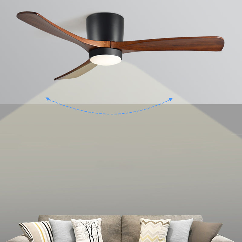 Nordic Style LED Ceiling Fan 3-Blade Fan Lighting with Wood for Restaurant