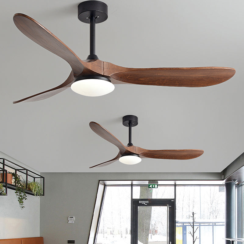 Nordic Style LED Ceiling Fan 3-Blade Fan Lighting with Wood for Bedroom