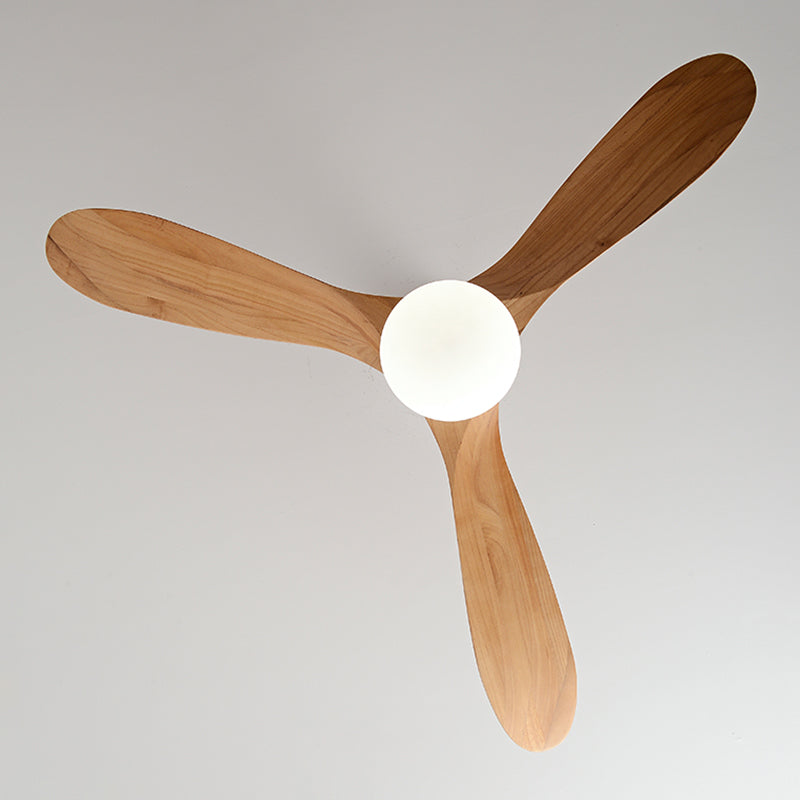 Nordic Style LED Ceiling Fan 3-Blade Fan Lighting with Wood for Bedroom