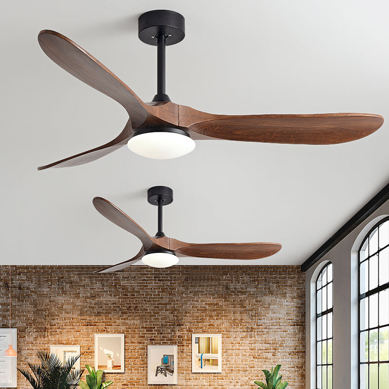 Nordic Style LED Ceiling Fan 3-Blade Fan Lighting with Wood for Bedroom