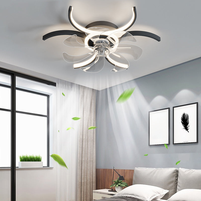 Simple Ceiling Fan Light Fixture Linear LED Ceiling Lamp for Bedroom