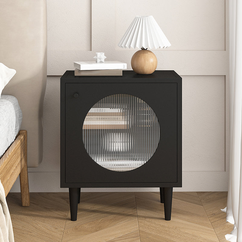 Flat Top Nightstand with 1 Door Metal Bedside Table for Nursery