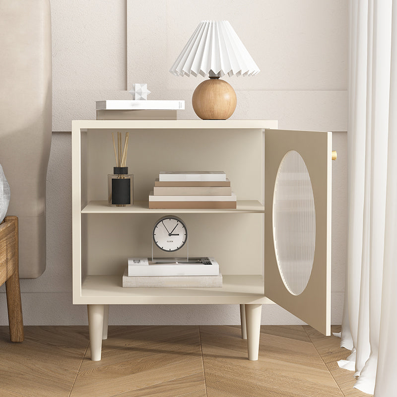 Flat Top Nightstand with 1 Door Metal Bedside Table for Nursery