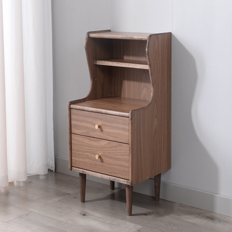 Solid Wood Kids Nightstand Storage Kids Bedside Table with Shelves and Drawers