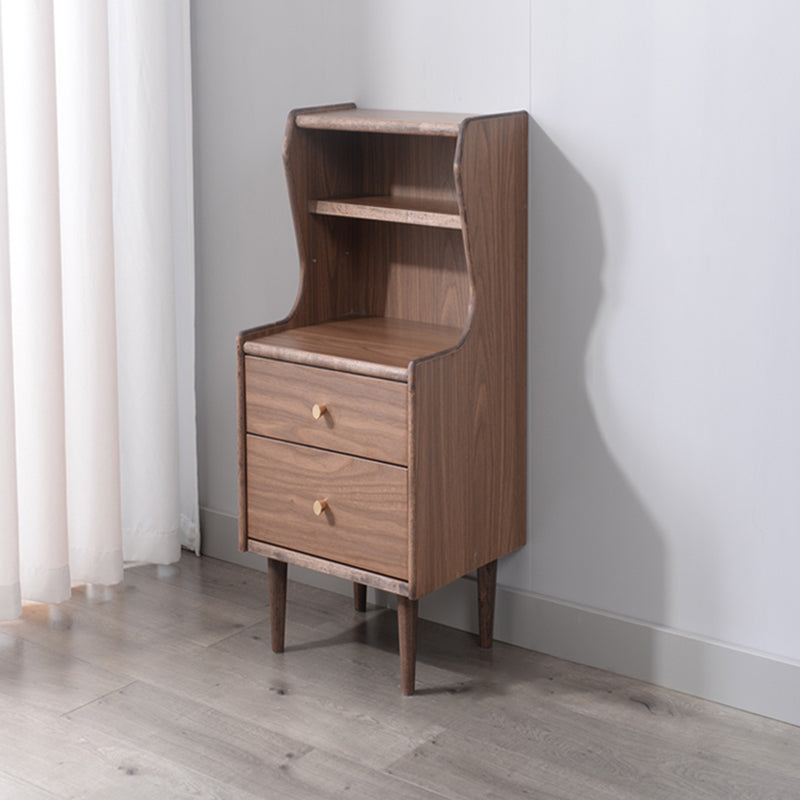 Solid Wood Kids Nightstand Storage Kids Bedside Table with Shelves and Drawers