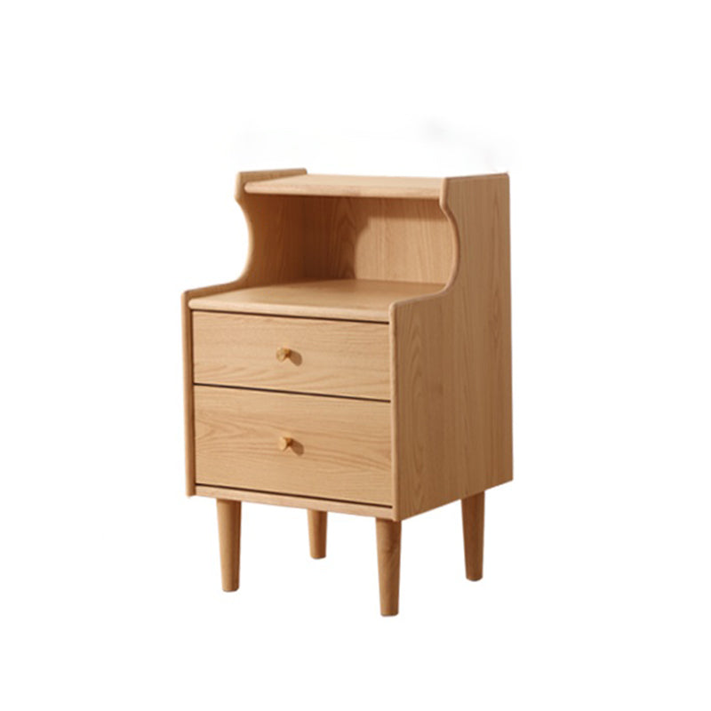 Solid Wood Kids Nightstand Storage Kids Bedside Table with Shelves and Drawers