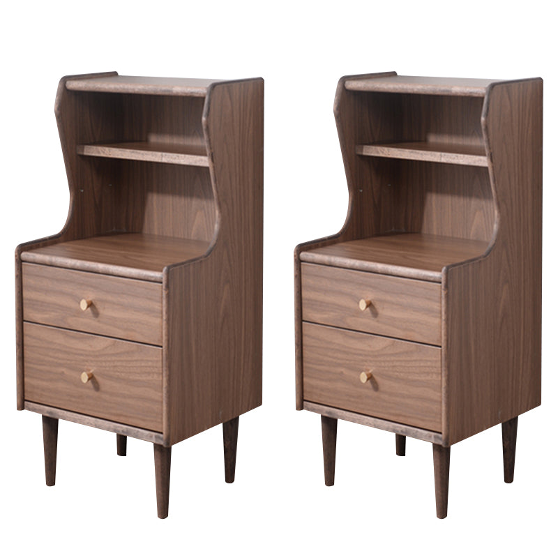 Solid Wood Kids Nightstand Storage Kids Bedside Table with Shelves and Drawers