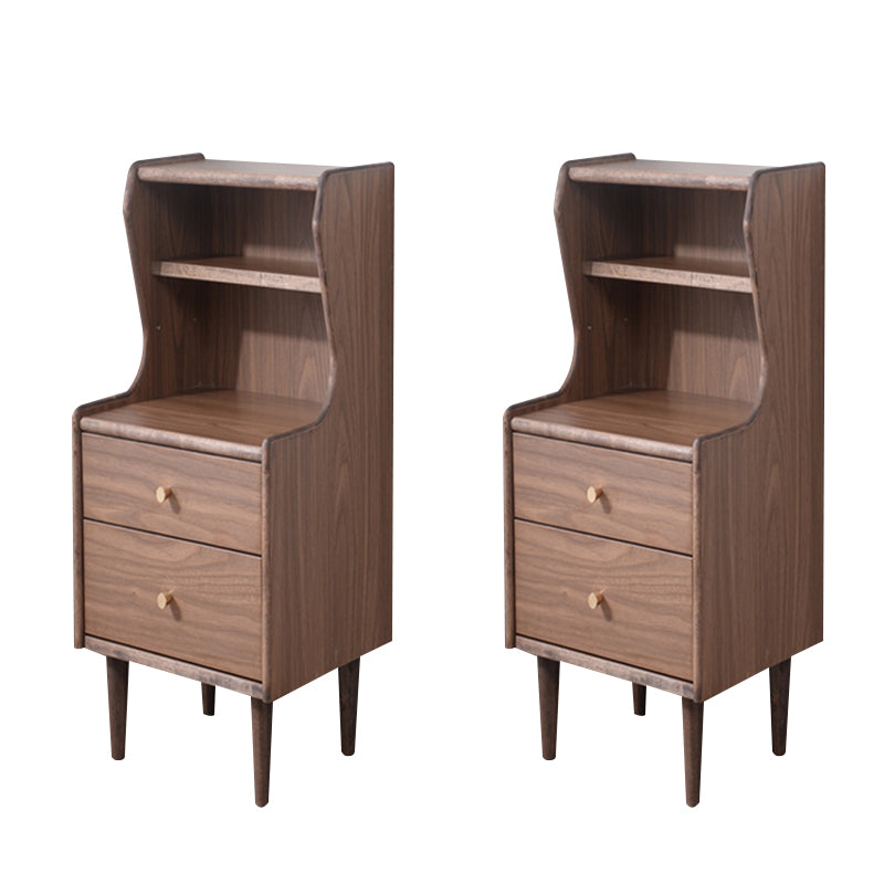 Solid Wood Kids Nightstand Storage Kids Bedside Table with Shelves and Drawers