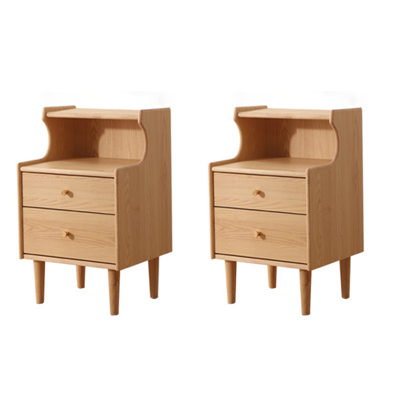 Solid Wood Kids Nightstand Storage Kids Bedside Table with Shelves and Drawers