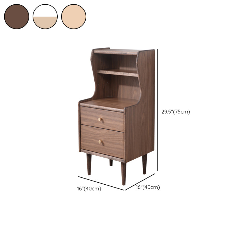 Solid Wood Kids Nightstand Storage Kids Bedside Table with Shelves and Drawers