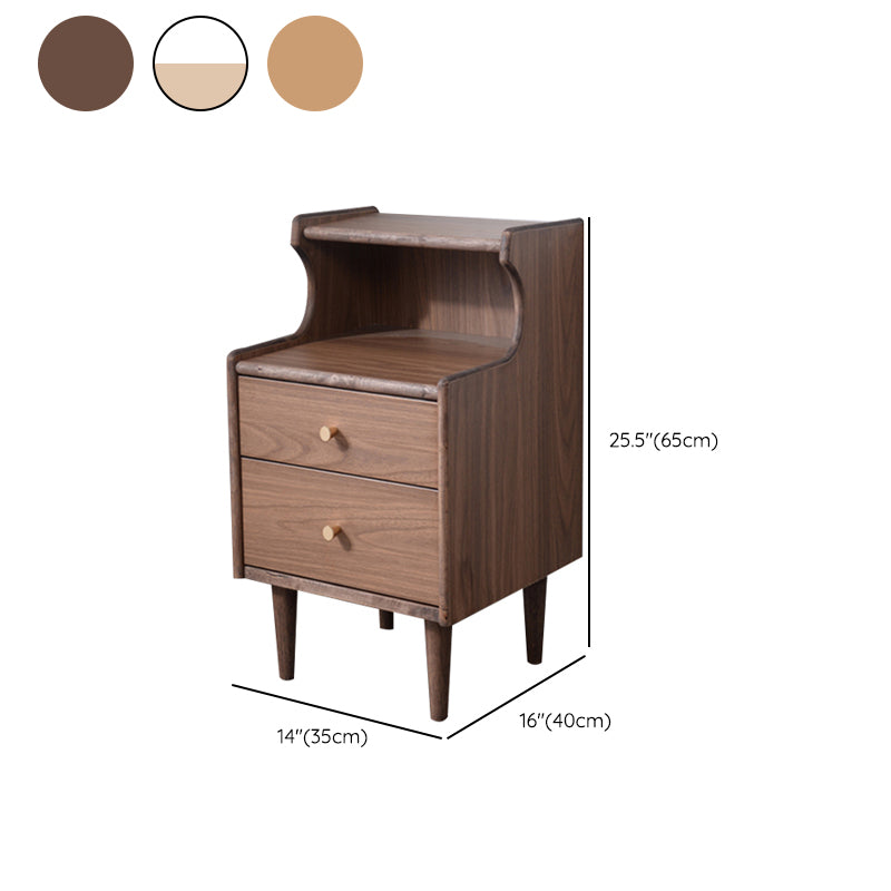 Solid Wood Kids Nightstand Storage Kids Bedside Table with Shelves and Drawers