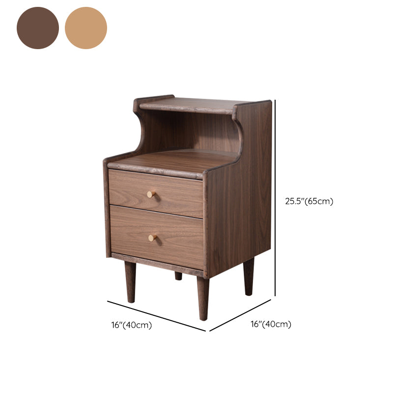 Solid Wood Kids Nightstand Storage Kids Bedside Table with Shelves and Drawers