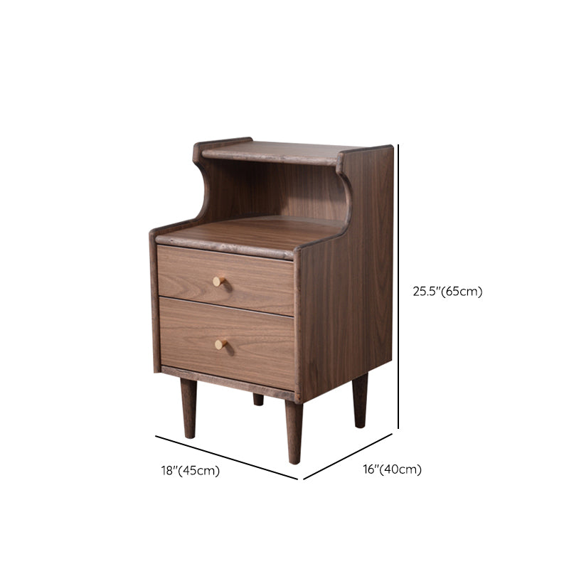 Solid Wood Kids Nightstand Storage Kids Bedside Table with Shelves and Drawers