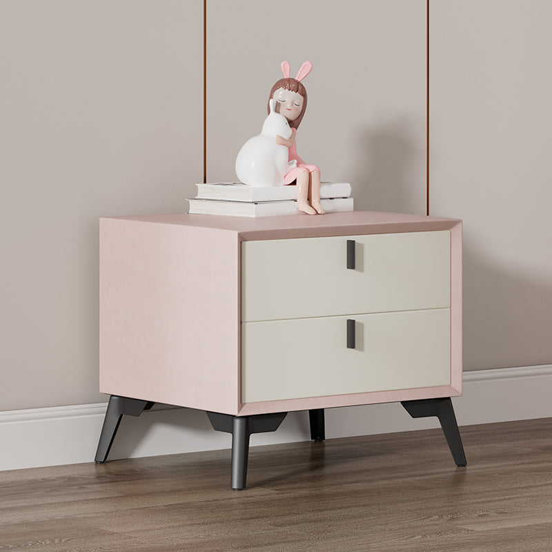 Solid Wood Bedside Table for Nursery with 2 Drawers Contemporary Nightstands