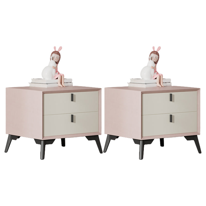 Solid Wood Bedside Table for Nursery with 2 Drawers Contemporary Nightstands