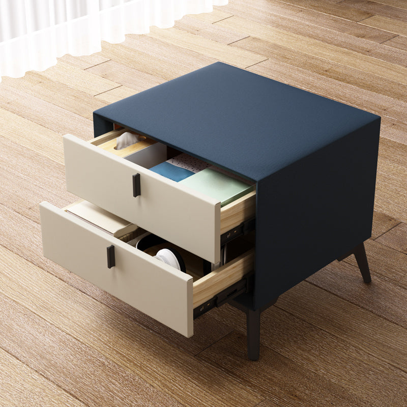 Solid Wood Bedside Table for Nursery with 2 Drawers Contemporary Nightstands