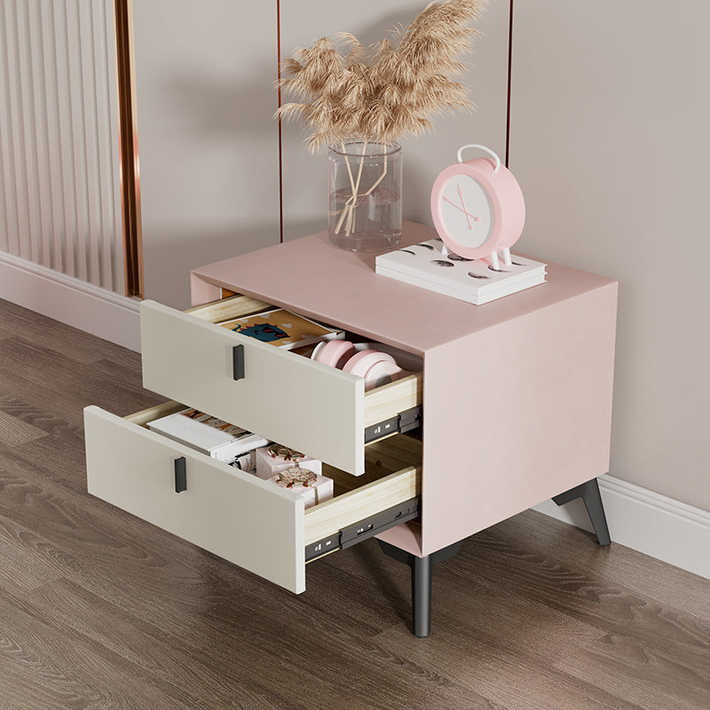 Solid Wood Bedside Table for Nursery with 2 Drawers Contemporary Nightstands