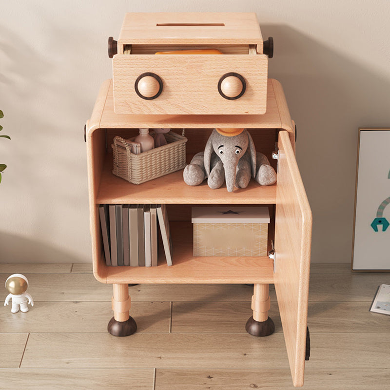 Solid Wood Kids Bedside Table Modern Simple Nightstand With Cabinet