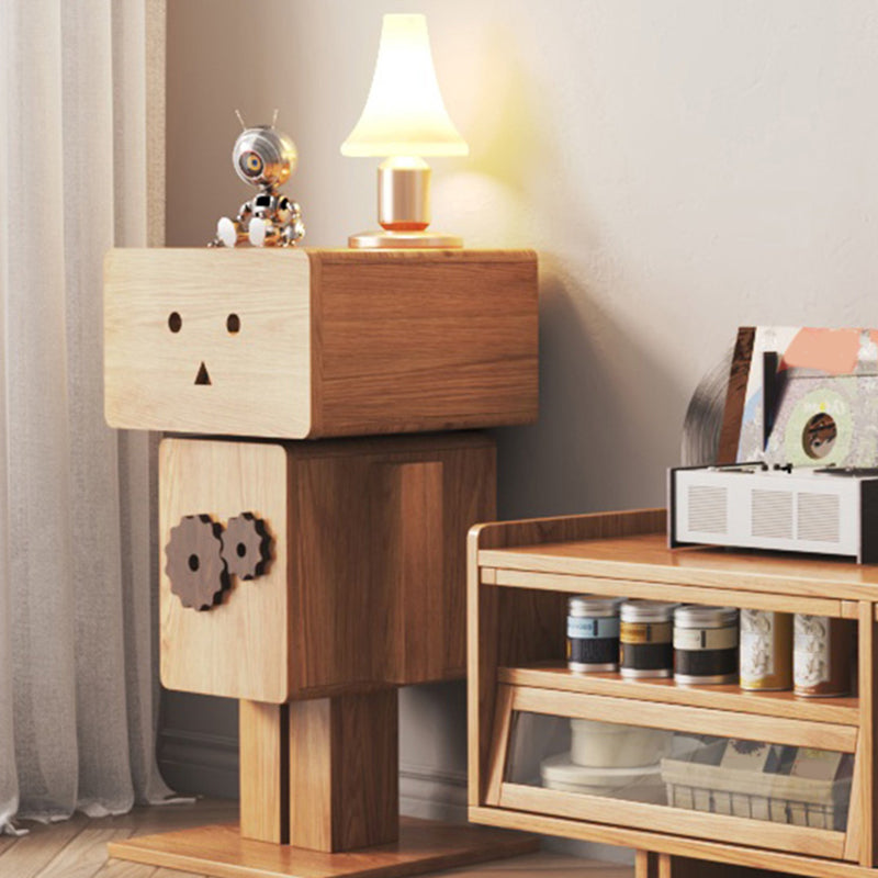 Solid Wood Kids Bedside Table Modern Simple Nightstand With Cabinet