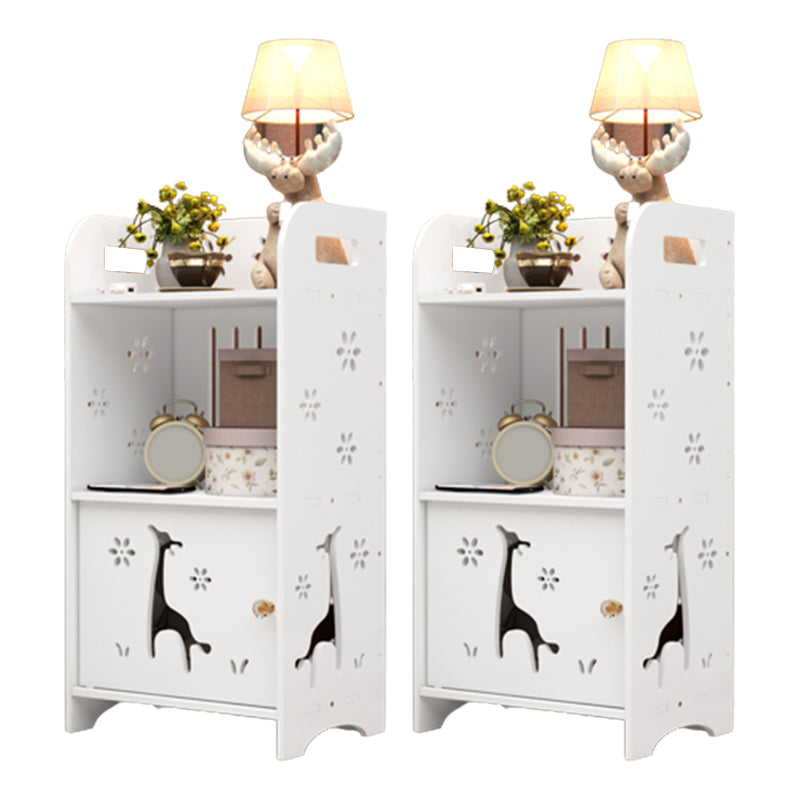 Modern & Contemporary End Table for Nursery Storage White Wooden Flat Top Animals