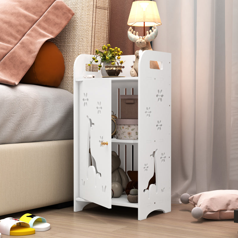 Modern & Contemporary End Table for Nursery Storage White Wooden Flat Top Animals