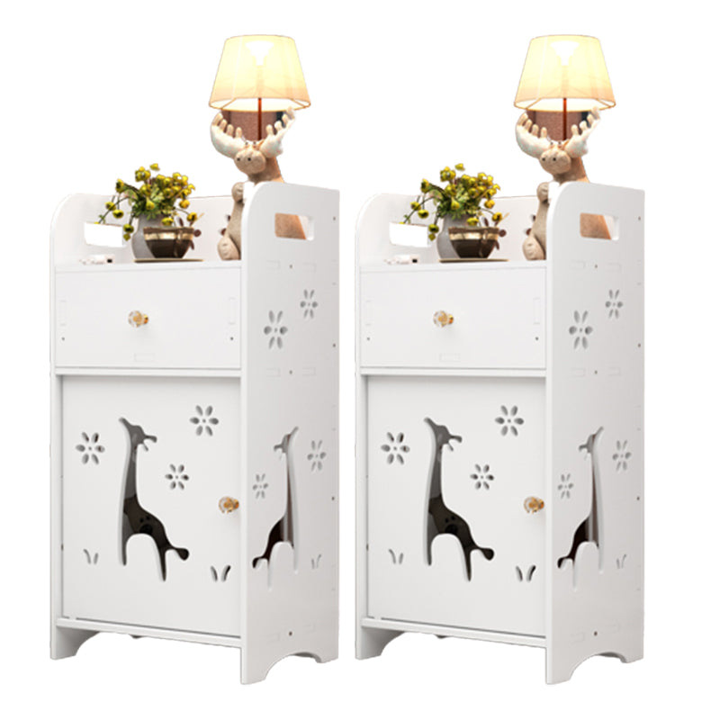 Modern & Contemporary End Table for Nursery Storage White Wooden Flat Top Animals