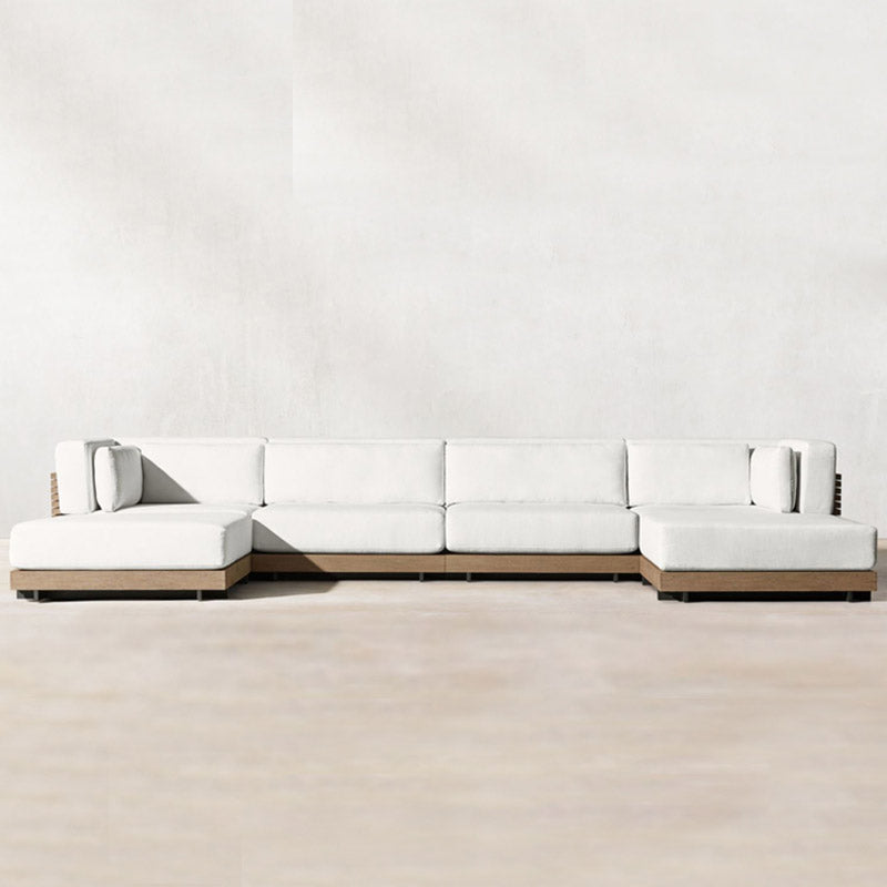 Farmhouse White Cushion Outdoor Patio Sofa/Sofa Sectional in Solid Wood