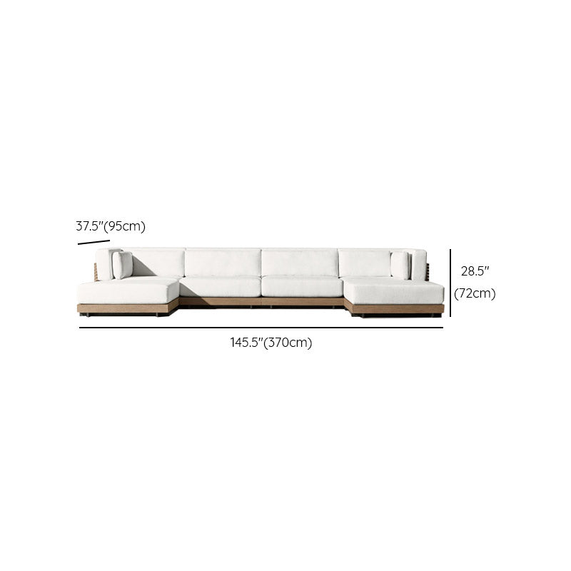 Farmhouse White Cushion Outdoor Patio Sofa/Sofa Sectional in Solid Wood