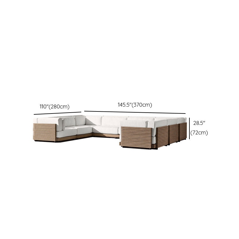 Farmhouse White Cushion Outdoor Patio Sofa/Sofa Sectional in Solid Wood