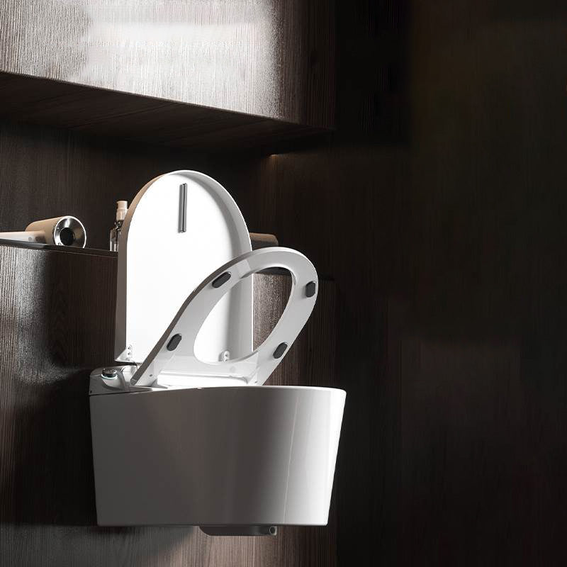 Contemporary Wall Hung Toilet Set in White Elongated Bowl Shape