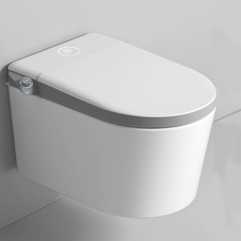 Contemporary Wall Hung Toilet Set in White Elongated Bowl Shape