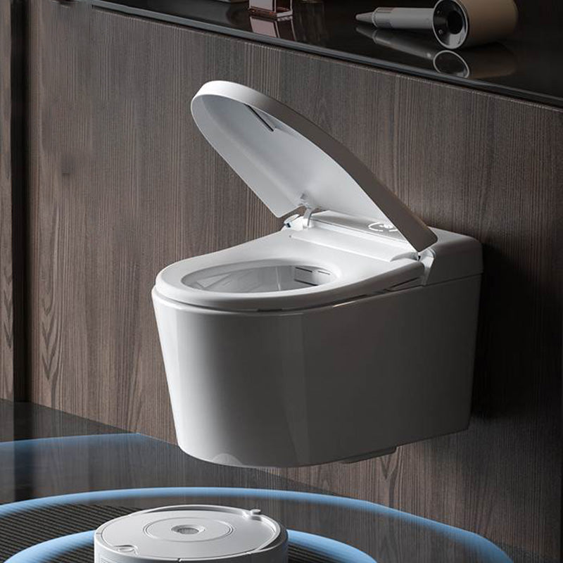 Contemporary Wall Hung Toilet Set in White Elongated Bowl Shape