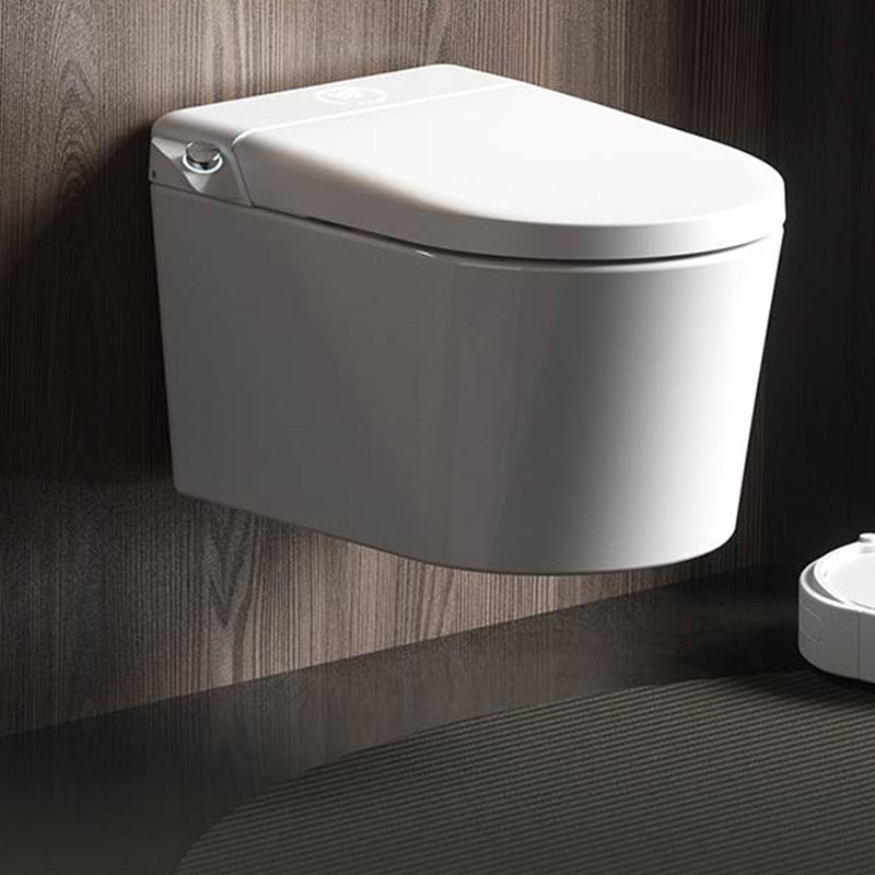 Contemporary Wall Hung Toilet Set in White Elongated Bowl Shape