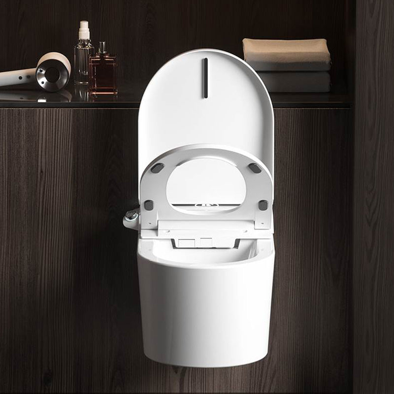 Contemporary Wall Hung Toilet Set in White Elongated Bowl Shape