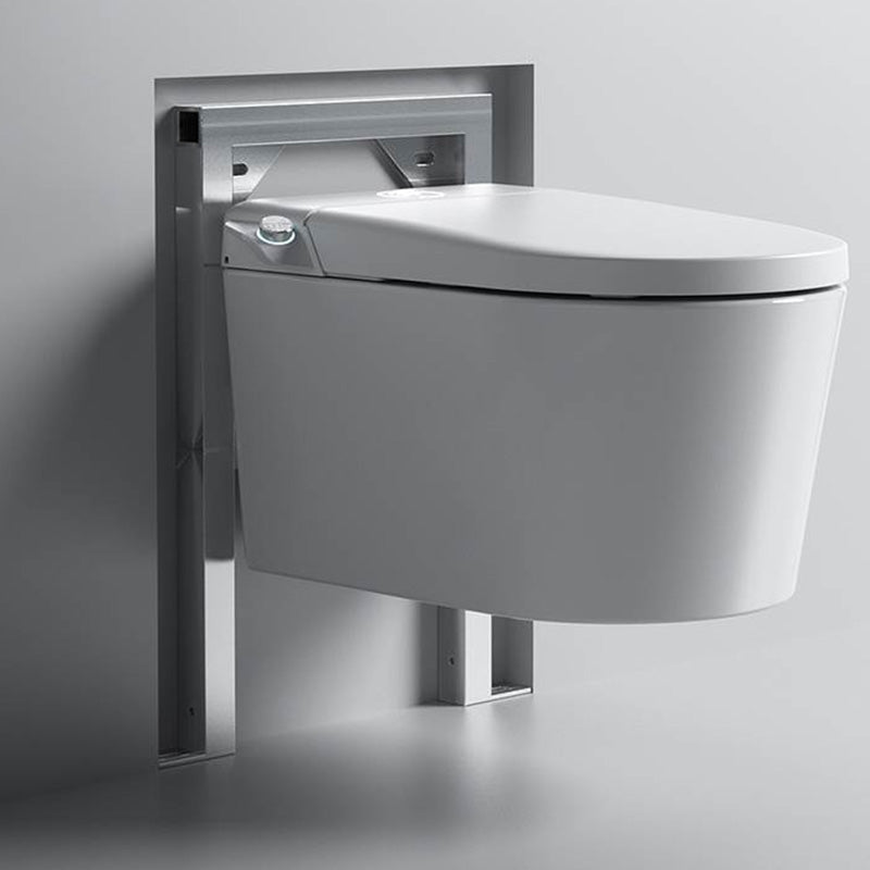 Contemporary Wall Hung Toilet Set in White Elongated Bowl Shape